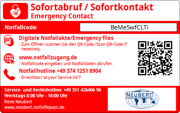 NotHilfePass Rückseite